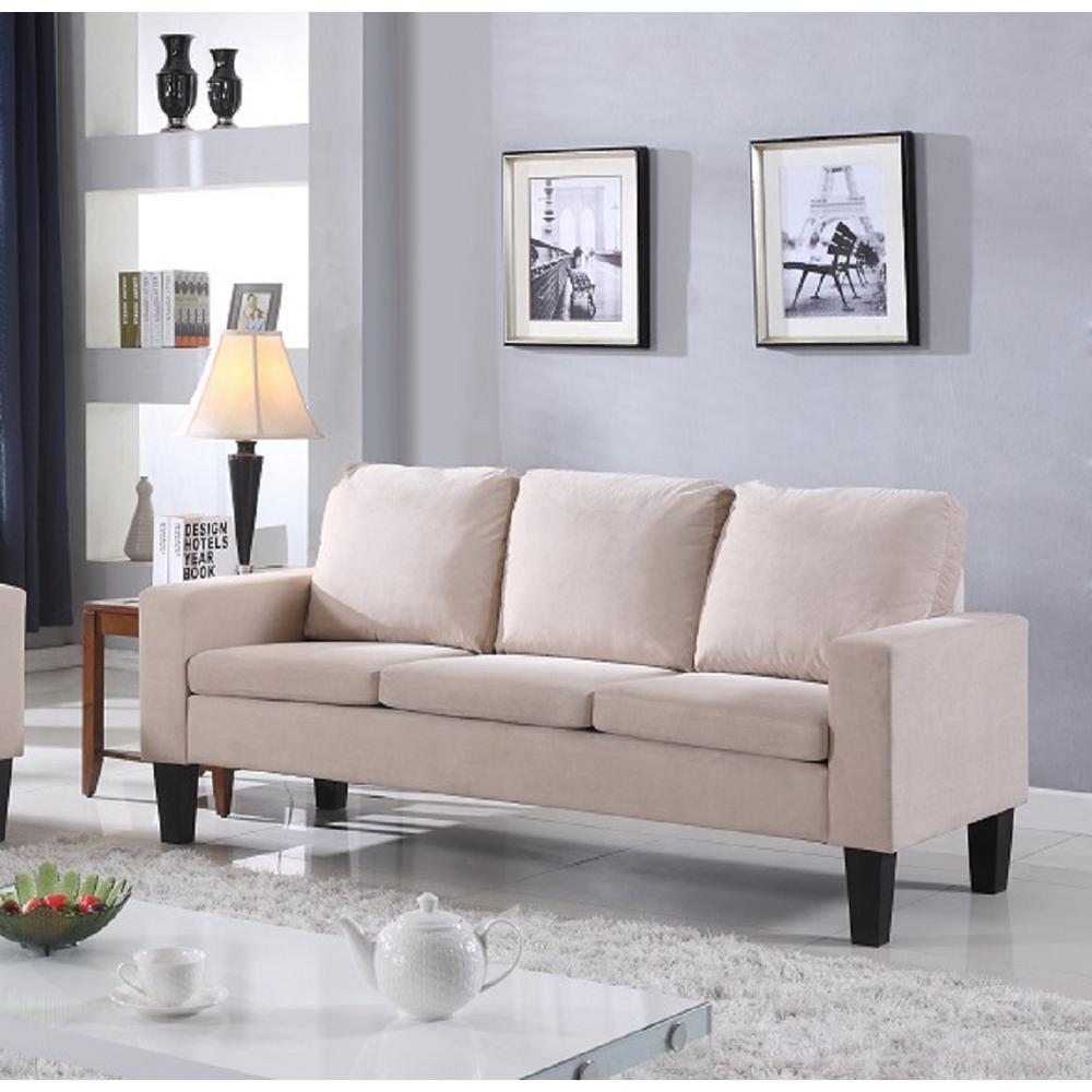 Sarah 1 Piece Beige Microfiber Sofa 72013 63be The Home Depot
