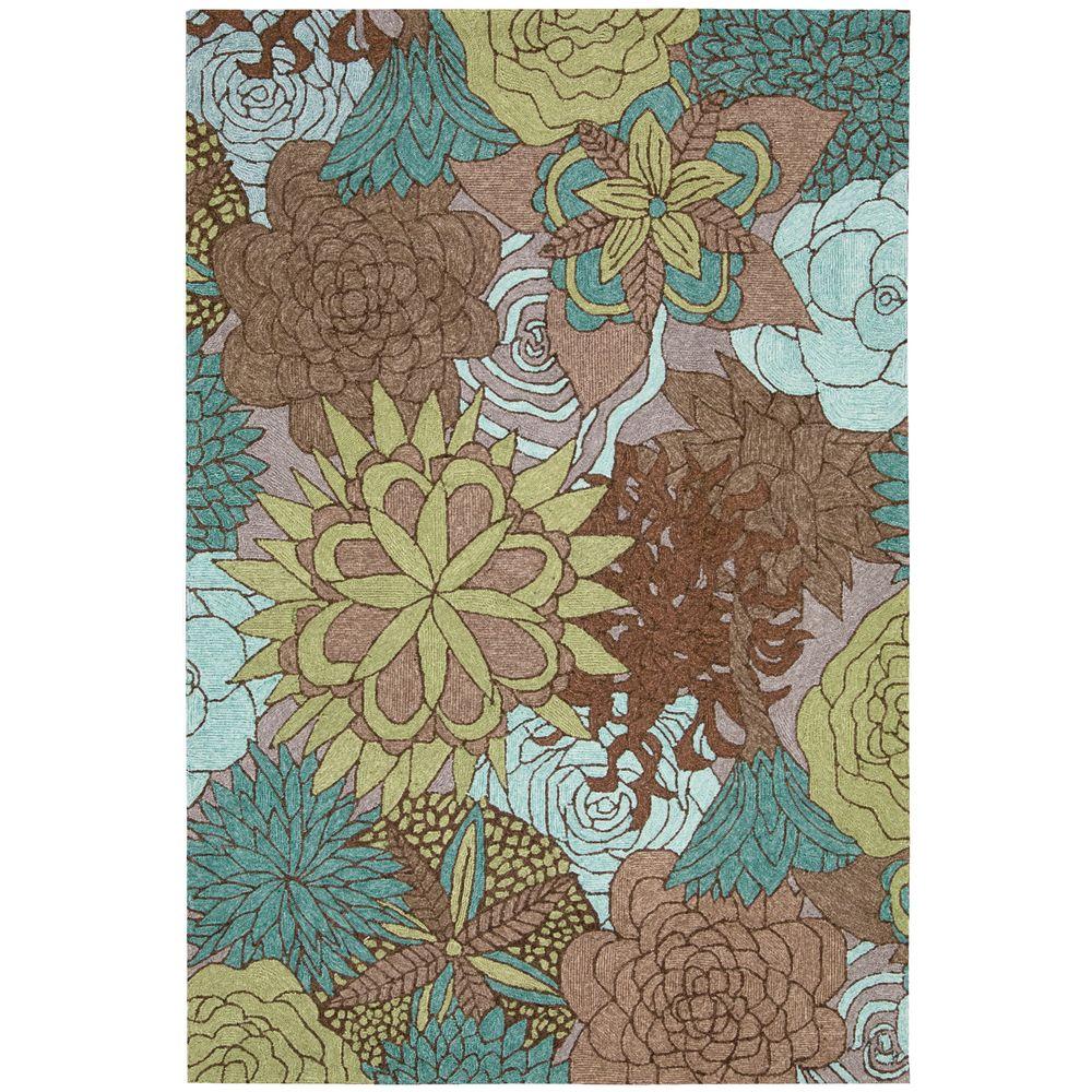 Nourison Overstock South Beach Aqua/Brown 8 ft. x 10 ft. 6 in. Indoor