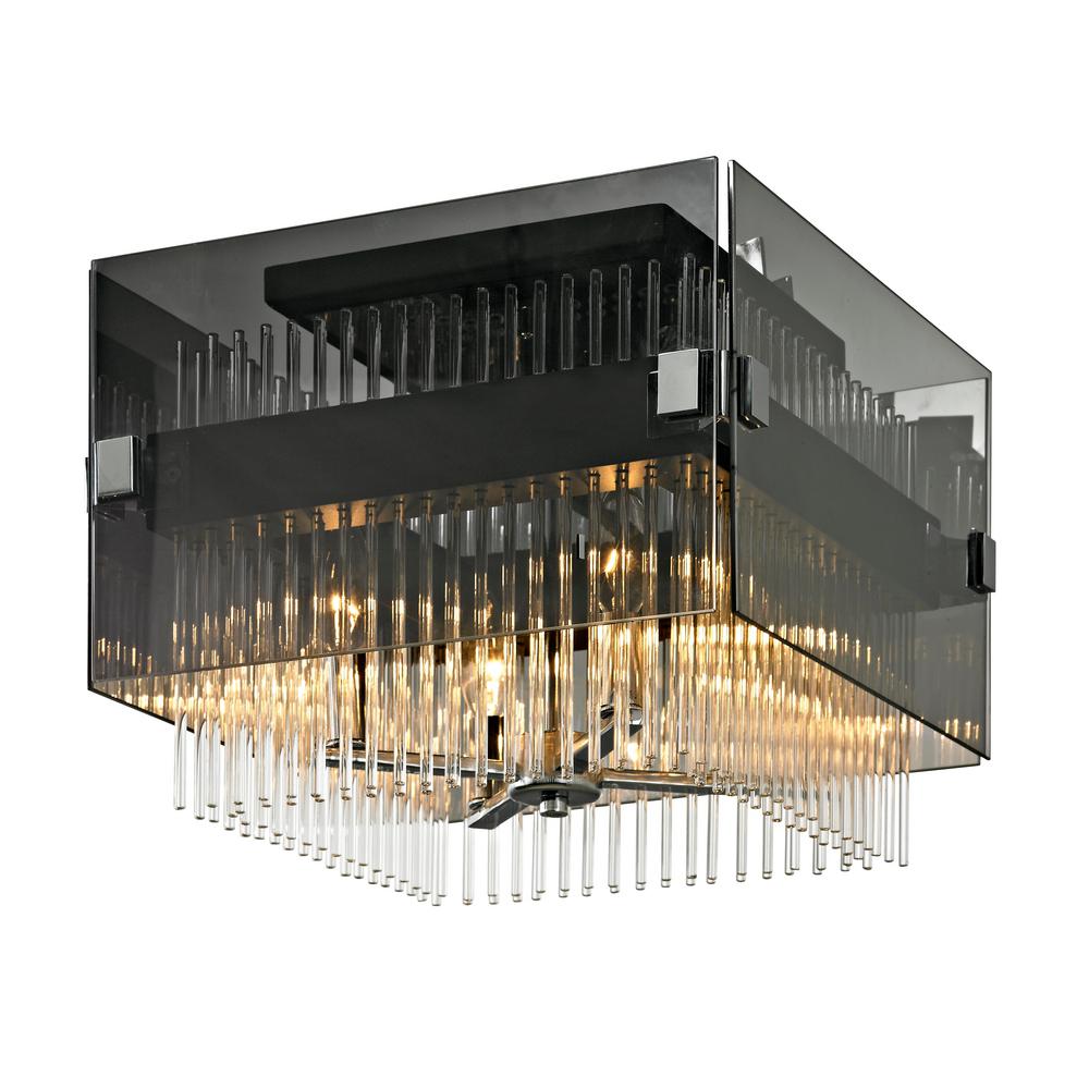 Troy Lighting Apollo 4 Light Dark Bronze And Polished Chrome 14 In W Semi Flush Mount With Plated Smoked Gl Clear Rods Troy Lighting Apollo 4 Light Dark Bronze And Polished Chrome 14 In W Semi Flush Mount With Plated Smoked Gl Clear Rods