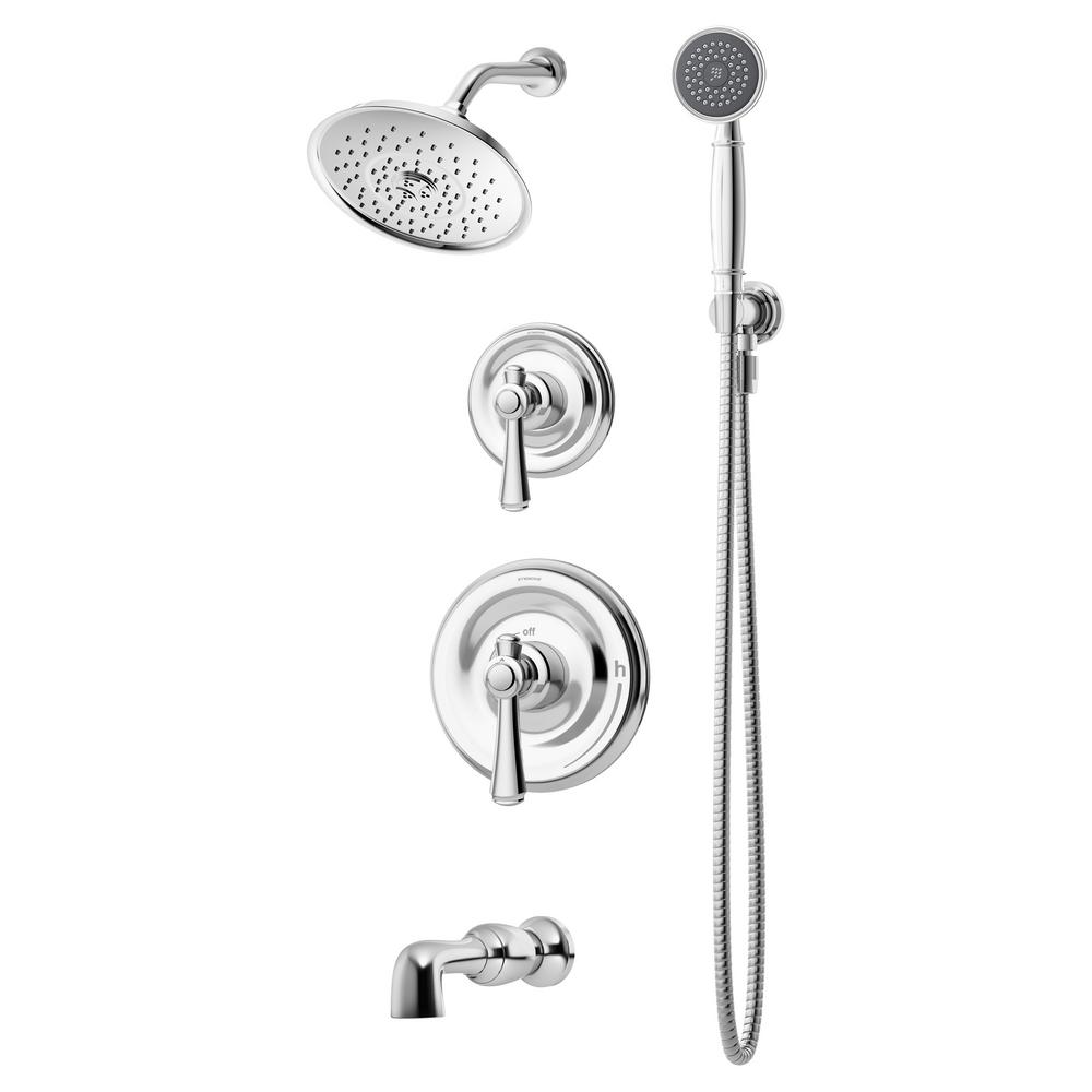 Symmons Degas 2-Handle Tub and 1-Spray Shower Trim with 1-Spray Hand ...