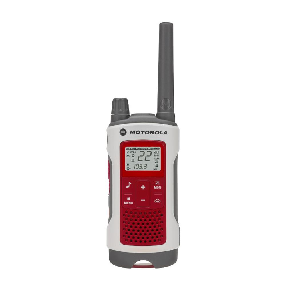 Motorola Talkabout T480 Rechargeable Emergency Preparedness 2-Way Radio with Stand in Red/White