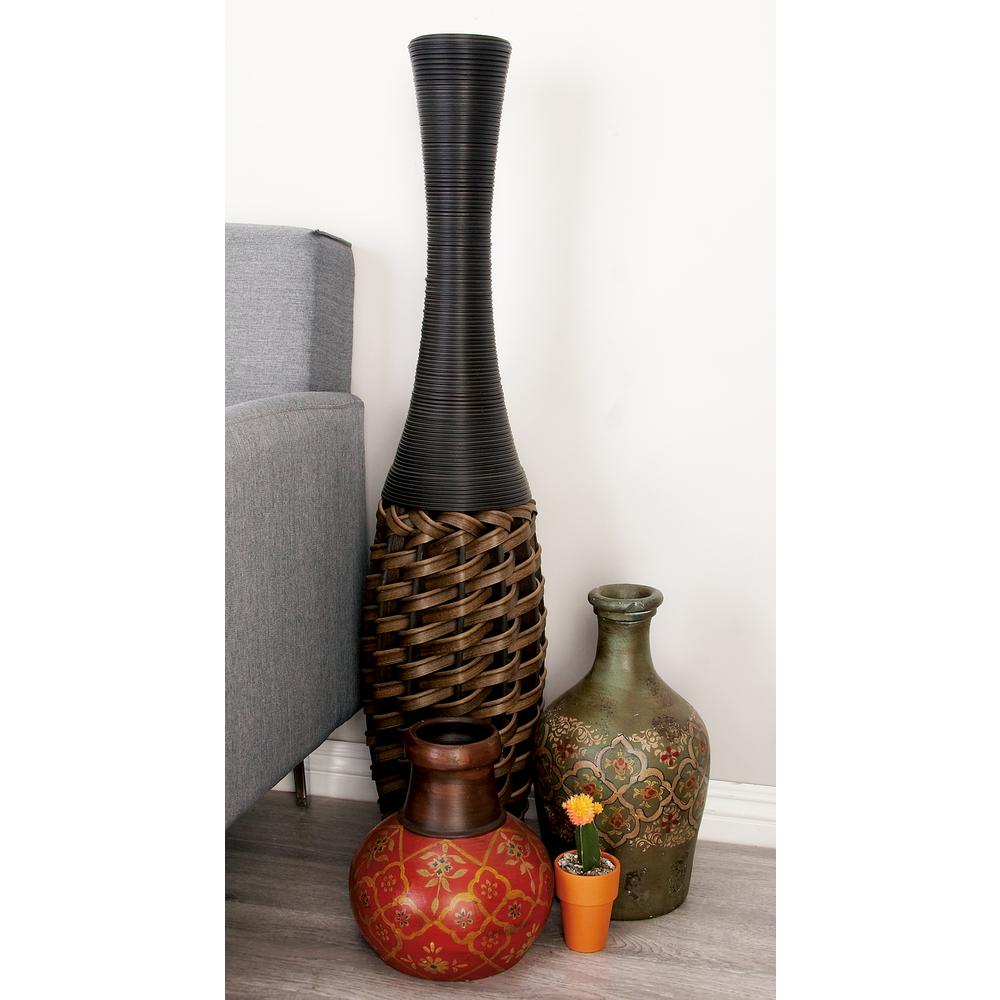 40 in. GlobalInspired Brown Woven Rattan Decorative Vase56104 The