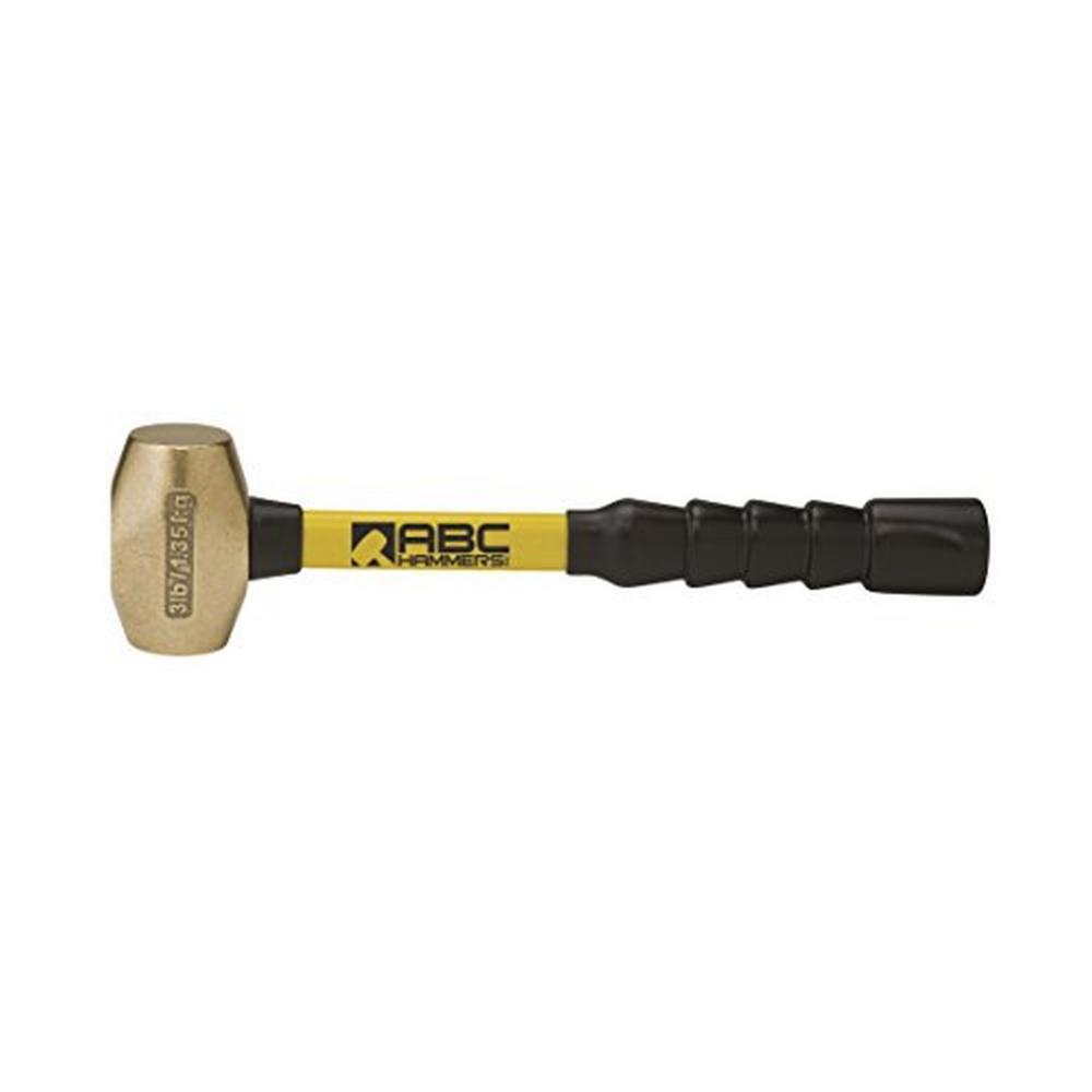 ABC Hammers 3 lbs. Brass Hammer with 12 in. Fiberglass Handle