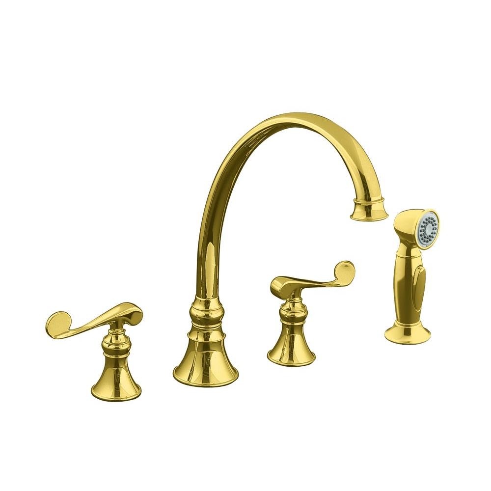 Kohler Revival 2 Handle Standard Kitchen Faucet In Vibrant Polished Brass