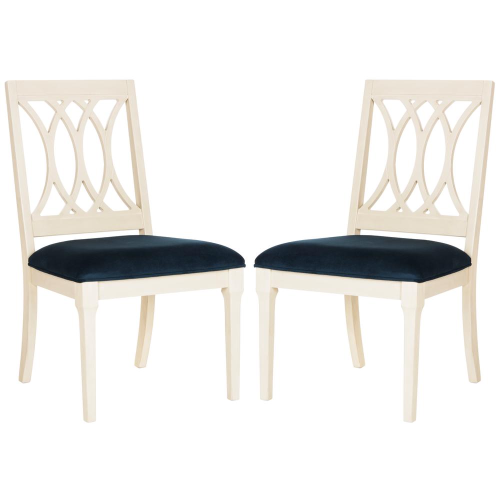 Safavieh Buchanan Navy Velvet Dining Chair FOX6229FSET2 The Home Depot