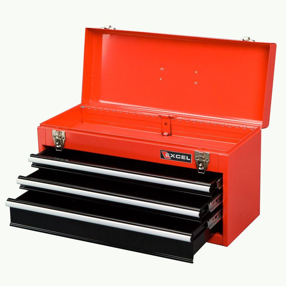 Excel Portable Steel Tool Box Red 21in W X 8 6in D X 11 3in H