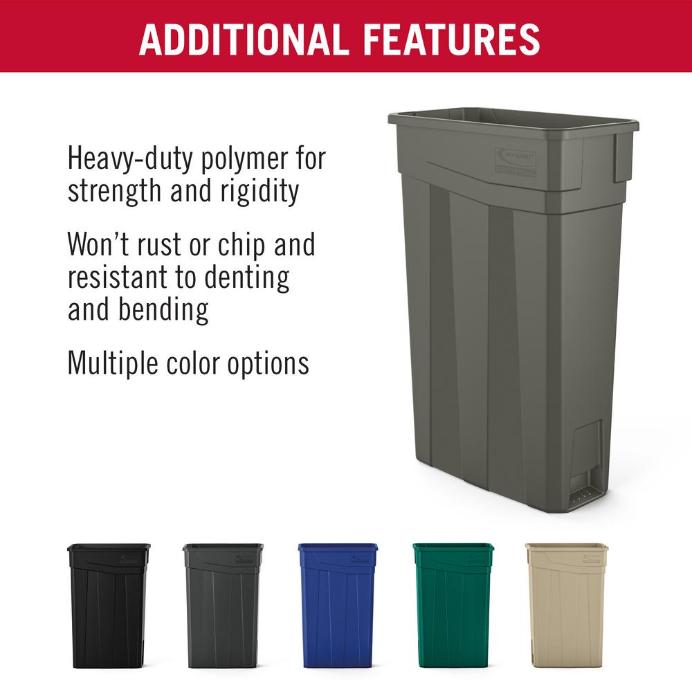 Gray 23 gal Capacity Suncast Commercial TCN2030 Narrow Trash Can Without Handles 30.00 Height x 11.08 Width