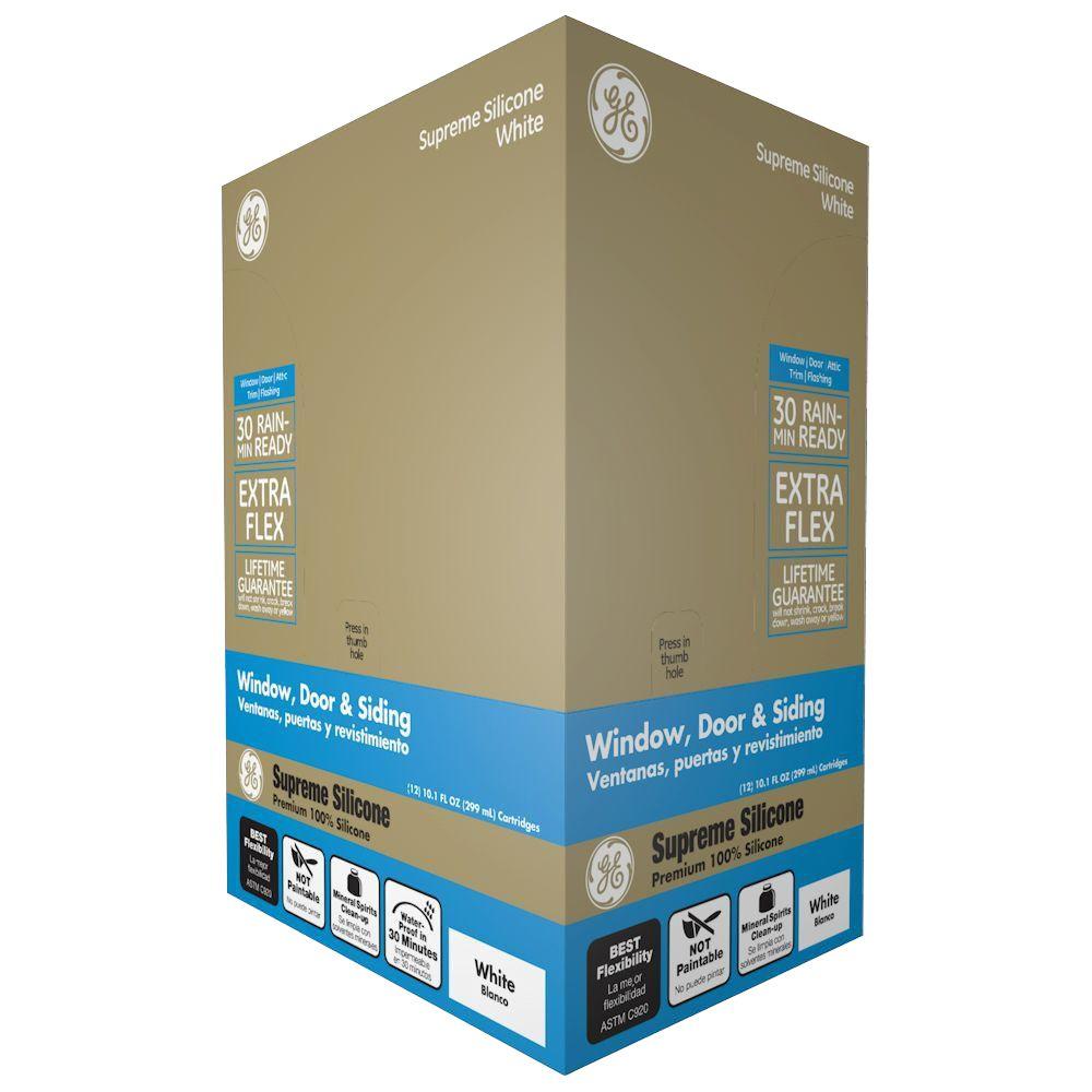 GE Supreme Silicone 10.1 oz. White Window and Door Caulk by GE