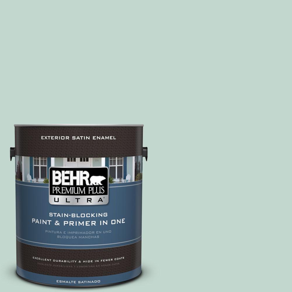 BEHR Premium Plus Ultra 1gal. 470E3 Aqua Smoke Satin Enamel Exterior Paint985001 The Home