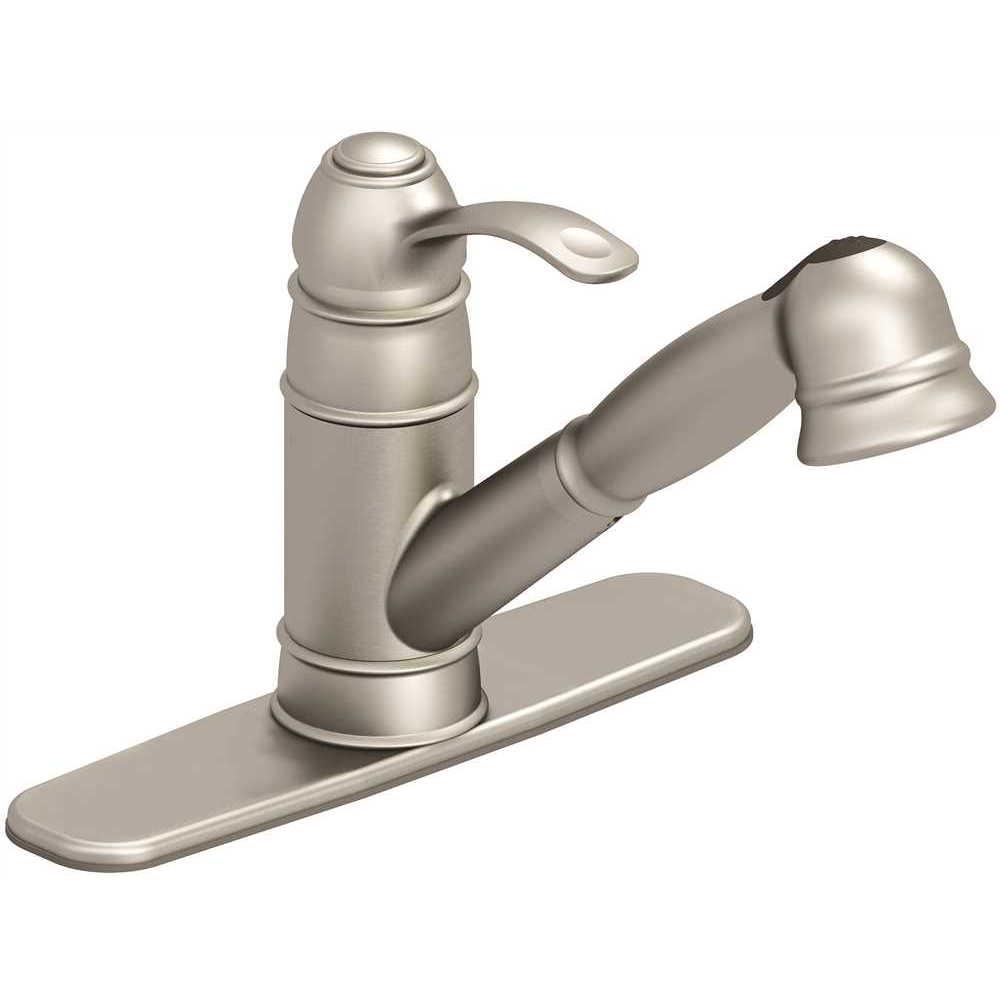 Premier Wellington Single Handle Pull Out Sprayer Kitchen Faucet In Brushed Nickel