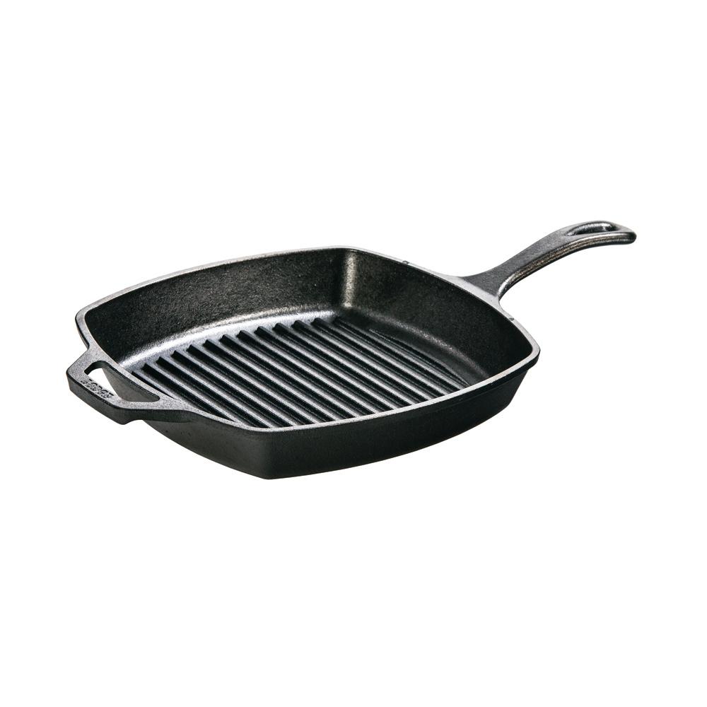 Lodge 10.5 in. Square Cast Iron Grill Pan-L8SGP3 - The Home Depot