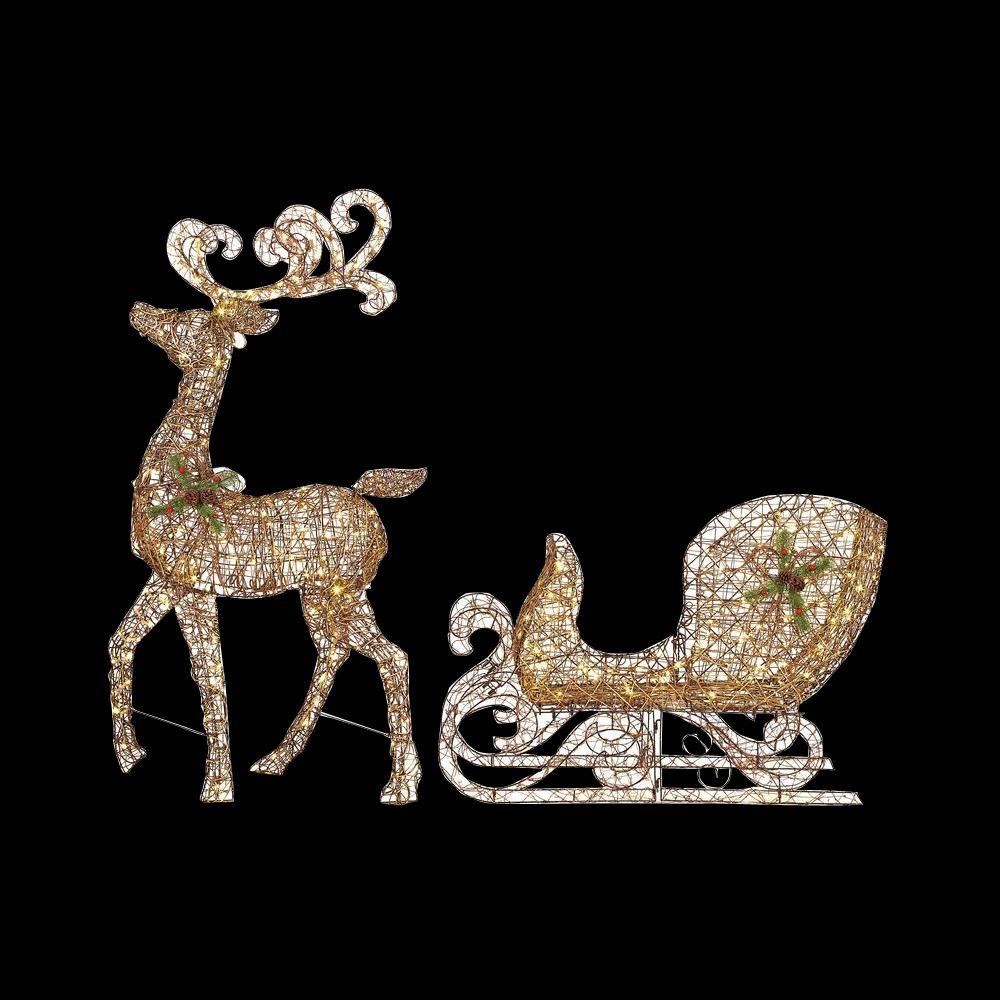 Home Accents Holiday 65 in. LED Lighted Grapevine Reindeer and 46 ...