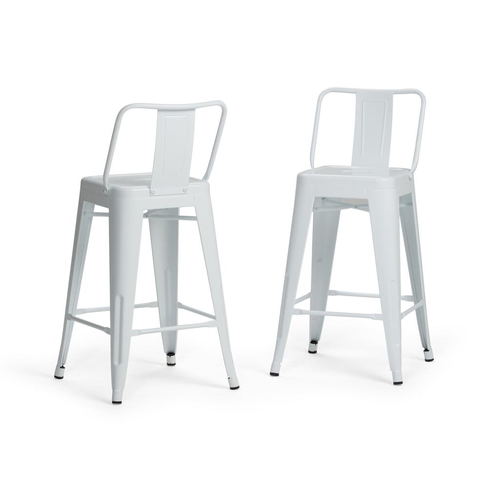 Simpli Home Rayne 24 In White Metal Counter Height Stool White Metal Counter Height Stool Set Of 2 Axcray24 01 Wh The Home Depot