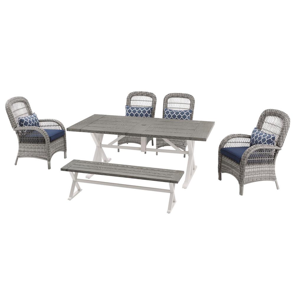 Hampton Bay Beacon Park 6 Piece Gray Wicker Outdoor Dining Set Hampton Bay Beacon Park 6 Piece Gray