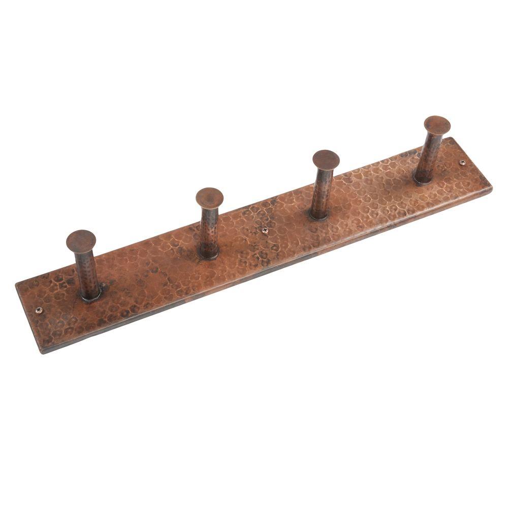 Premier Copper Products Hand Hammered Copper Quadruple Robe Hook in Oil