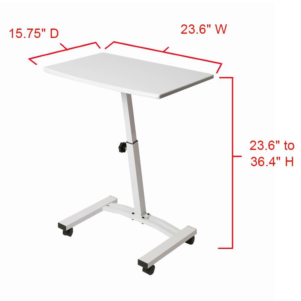 Seville Classics Airlift White Mobile Laptop Computer Desk Cart