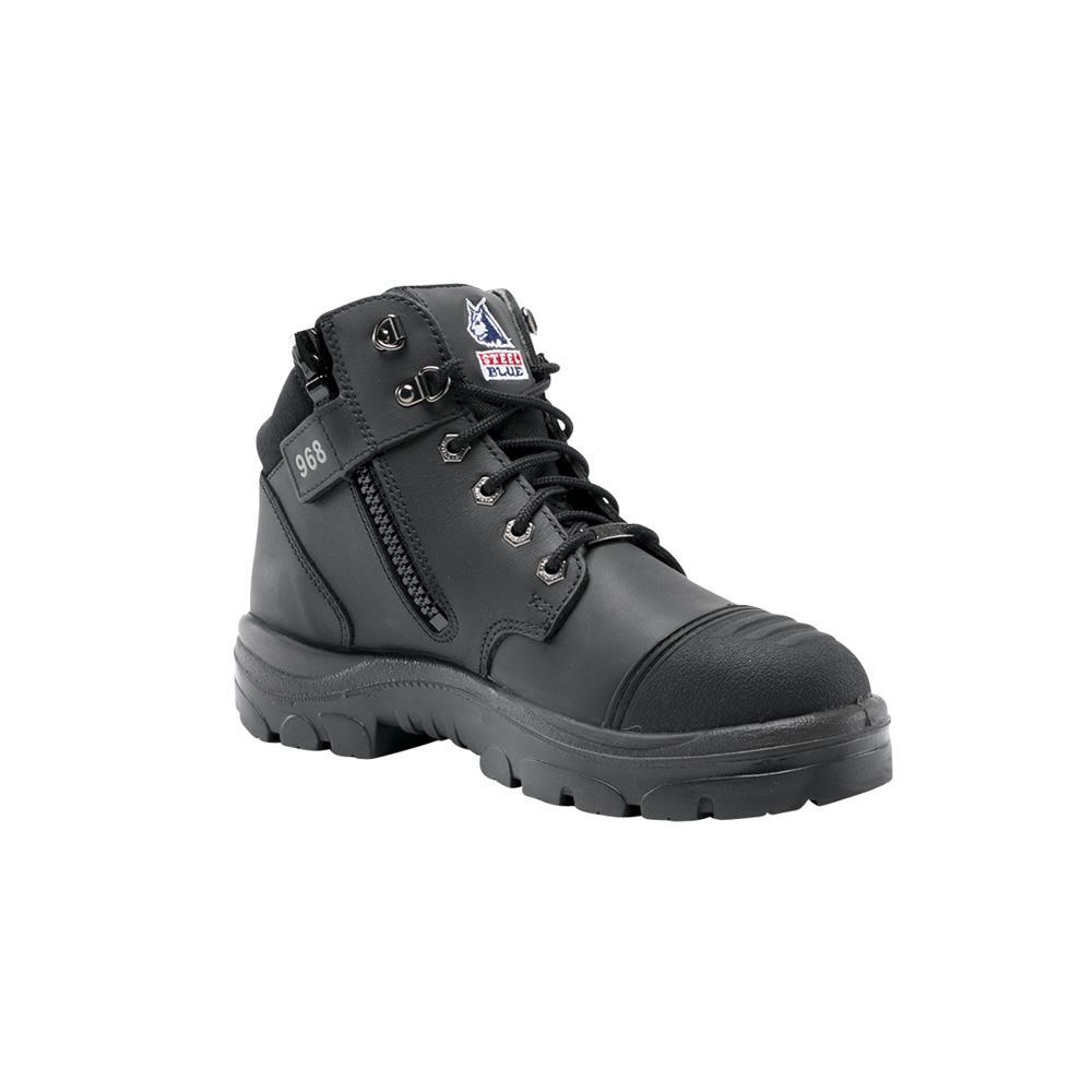 black lace up steel toe boots