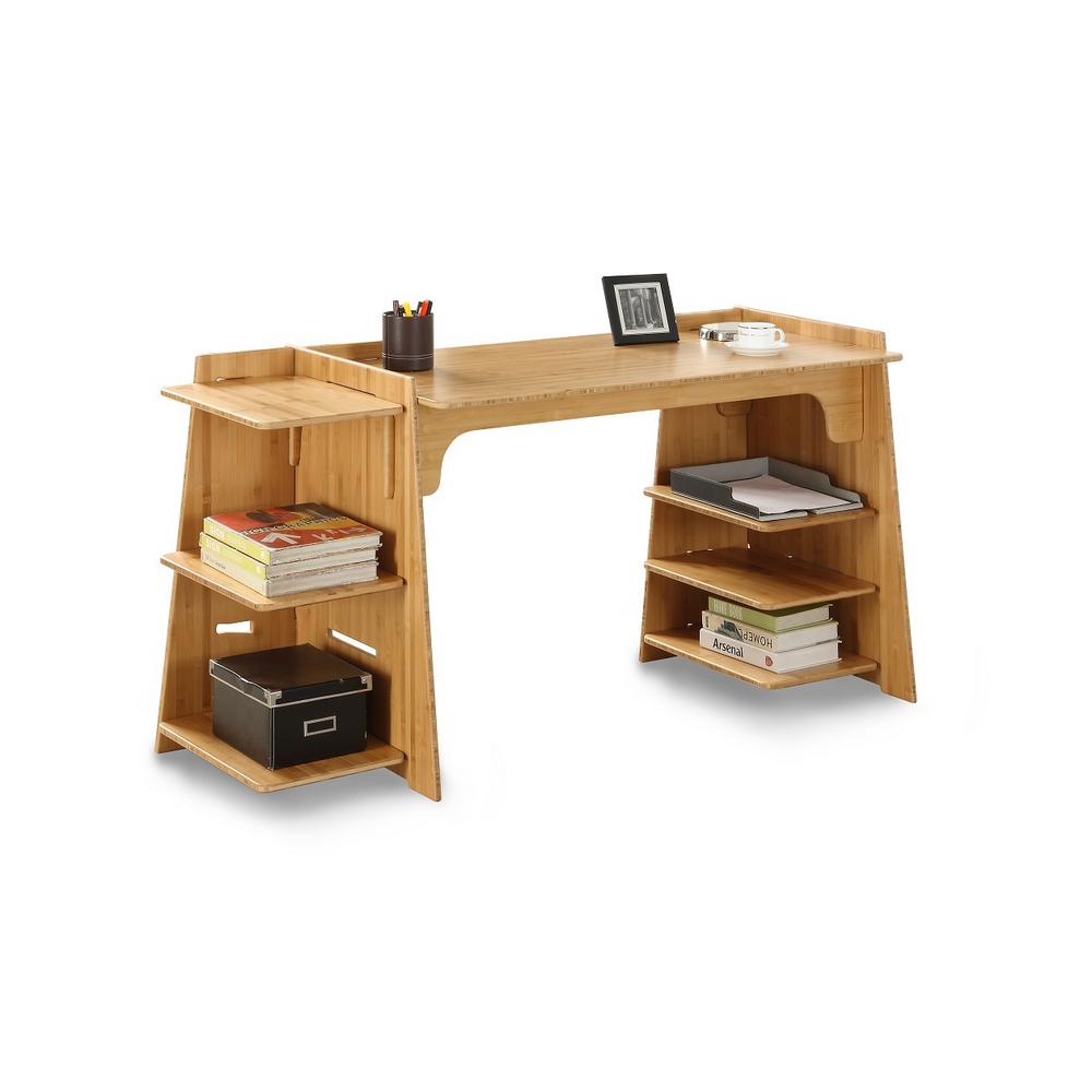 Bamboo Desks Home Office Furniture The Depot Craft Desk With 3 Adjustible Widths Solid Wood In Amber Color