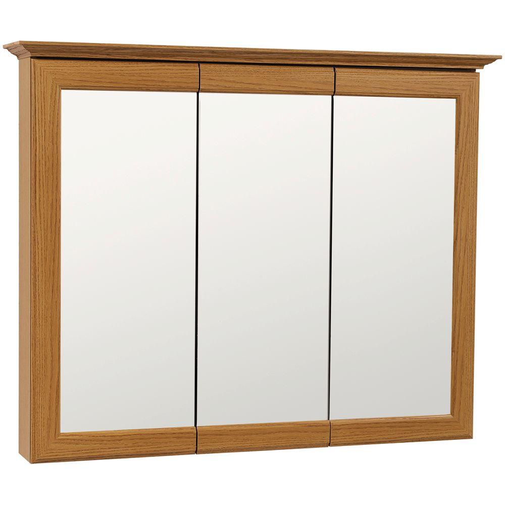 Glacier Bay 37 In W X 30 In H Framed Surface Mount Bathroom Medicine   Oak Glacier Bay Medicine Cabinets Tg36 Oa 64 300 