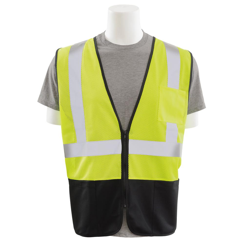 Erb S363pb Large Hvl Black Polyester Mesh Solid Bottom Safety Vest