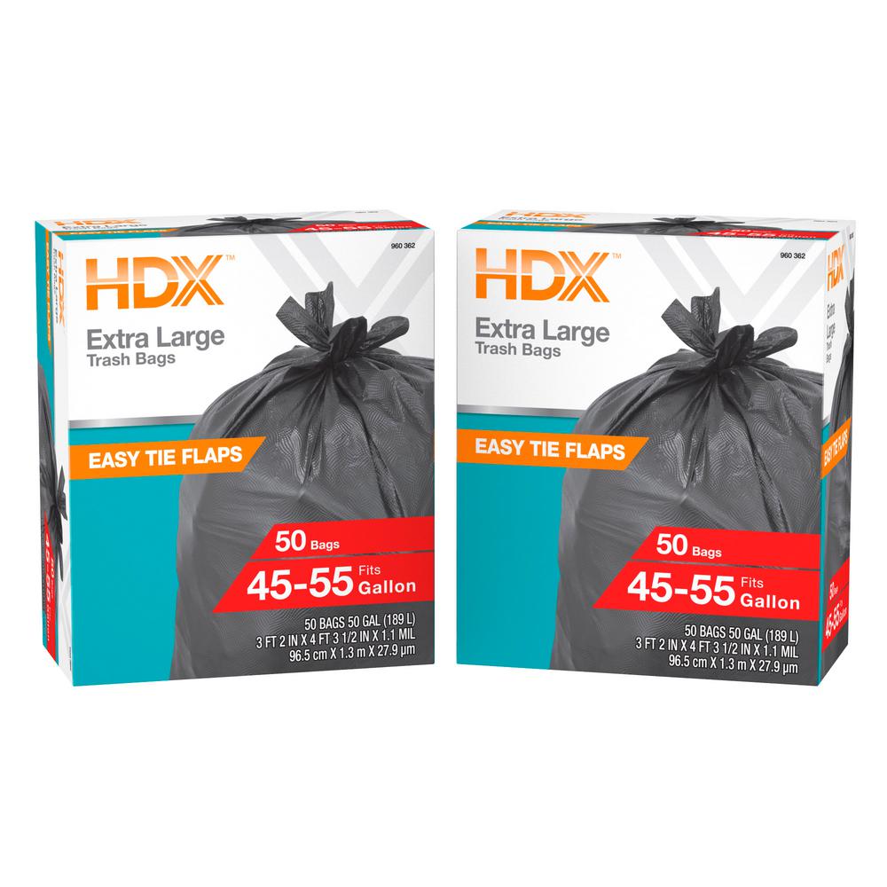 HDX 50 Gal. Wave Cut Extra Large Trash Bags (100Count)HD50WCE050B2PK