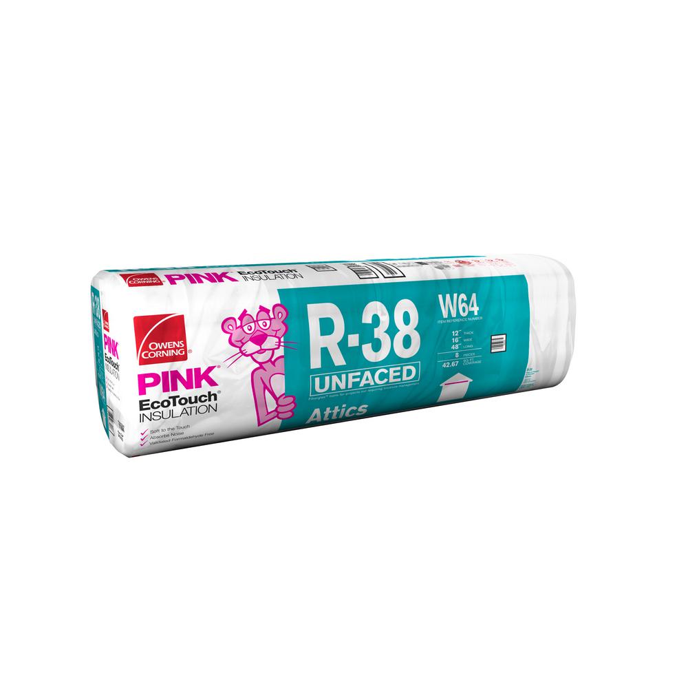 Owens Corning R-38 Unfaced Fiberglass Insulation Batt 16 in. x 48 in., 42.67 sq. ft. per pack, 4 packs, 170.68 sq. ft. total, your bid per sq. ft. 