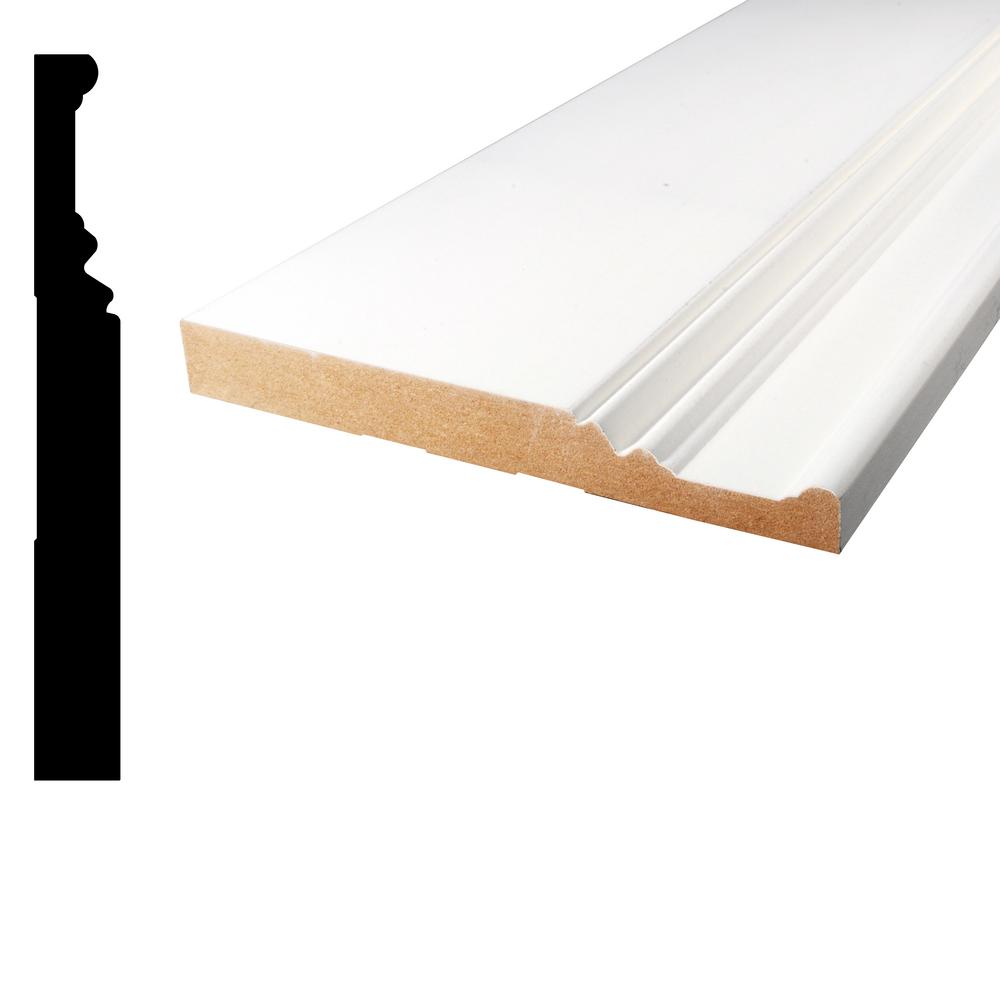 Alexandria Moulding 7/8 in. x 7-3/8 in. x 96 in. Primed MDF Base ...