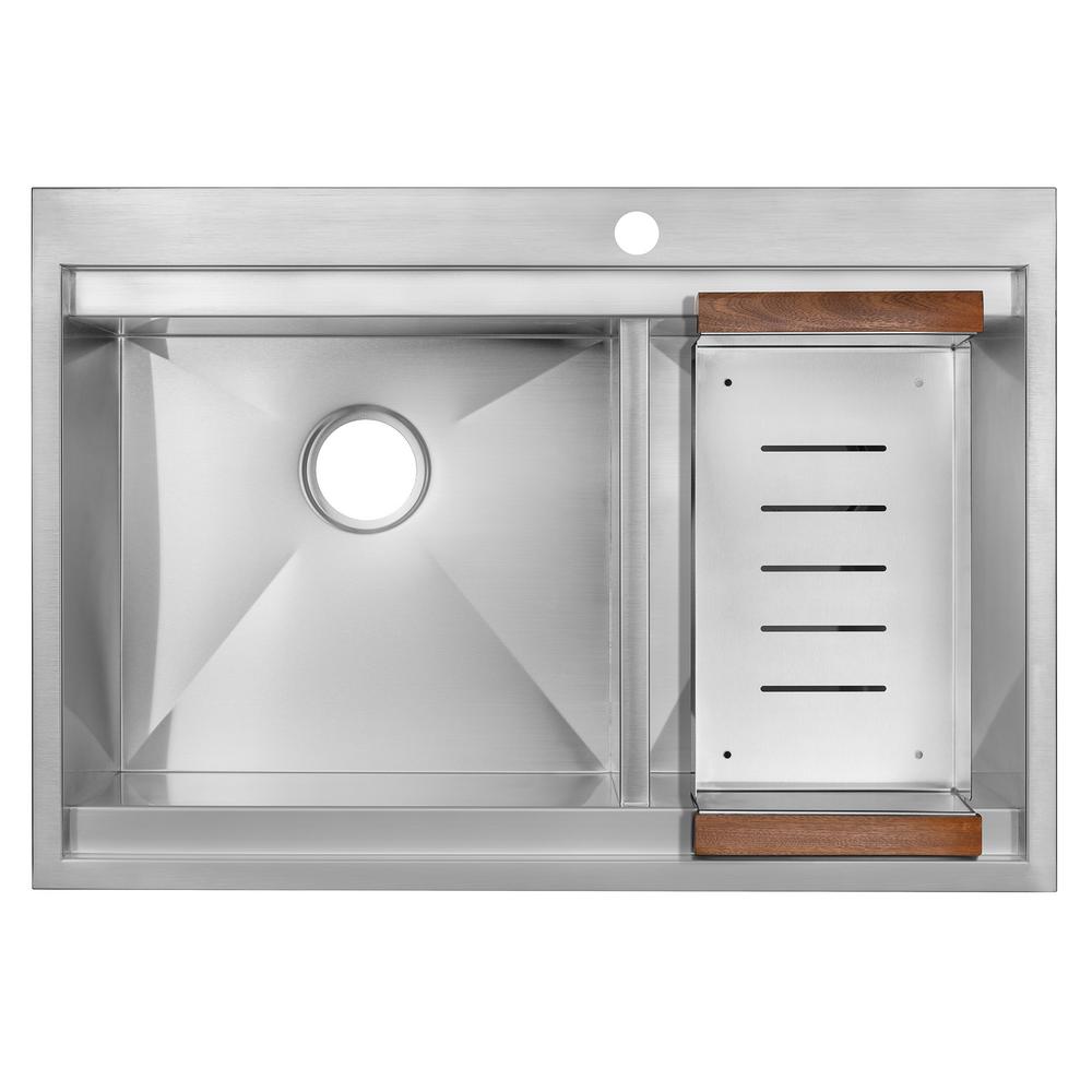 UPC 810764027010 product image for Handcrafted Drop-In Stainless Steel (Silver) 32 in. 1-Hole Double Bowl Kitchen S | upcitemdb.com