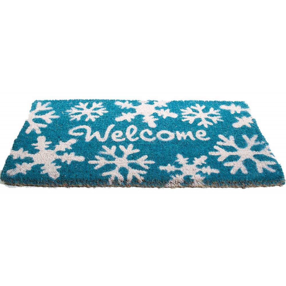 Imports Decor Basic Coir Welcome Snow Flakes 30 In X 18 In Coconut Husk Door Mat