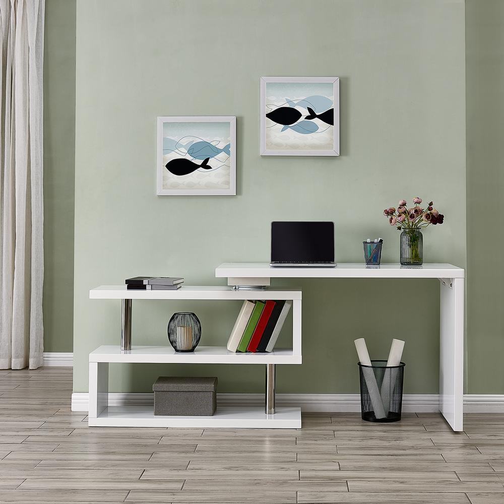 Southern Enterprises Camilla White Multifunctional Corner L Desk