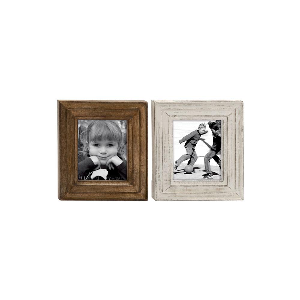 Oak Brown And White Wash Multi Beveled Picture Frame Set Of 2