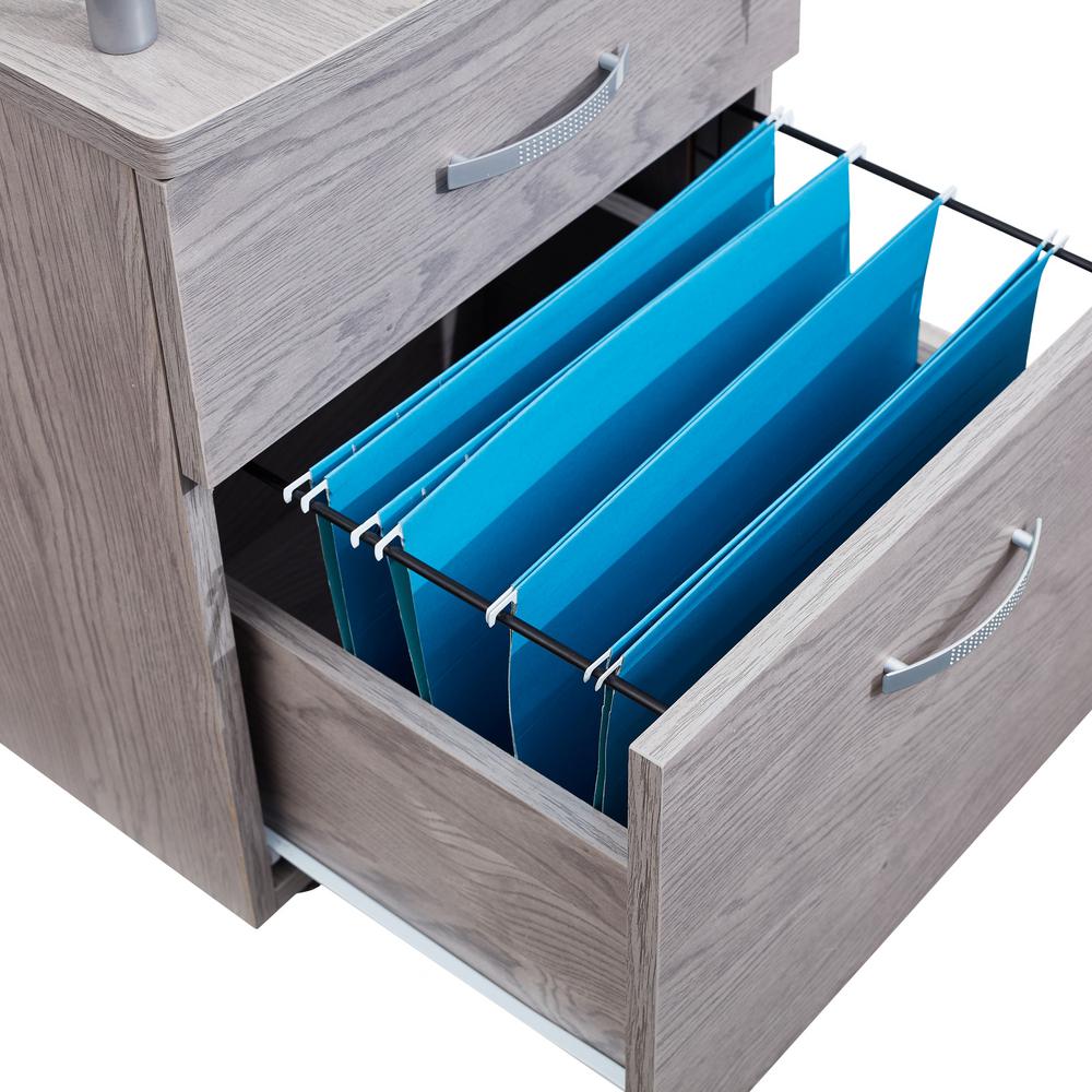 Techni Mobili Gray Rolling File Cabinet With Glass Top Rta S06 Gry