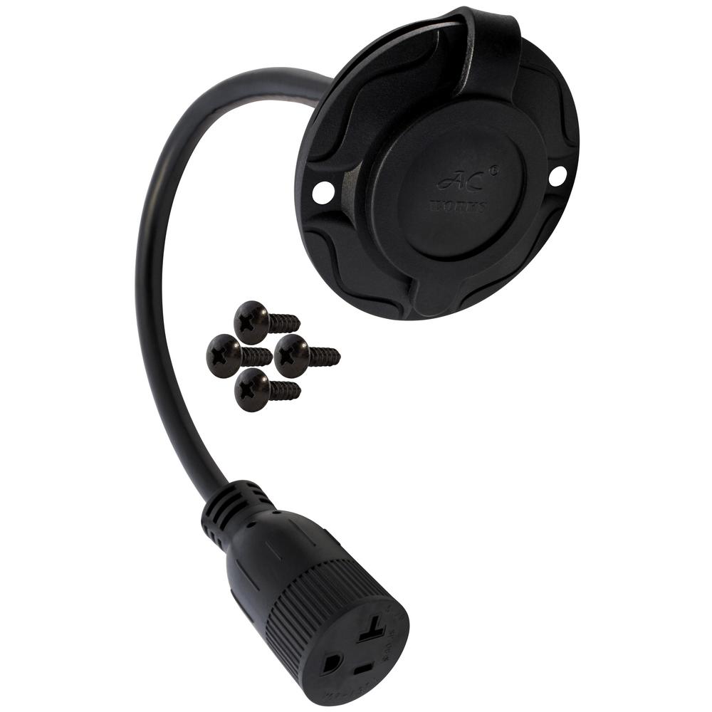 AC WORKS 1.5 ft. 12/3 15 Amp 125Volt NEMA 515P Flanged Power Input