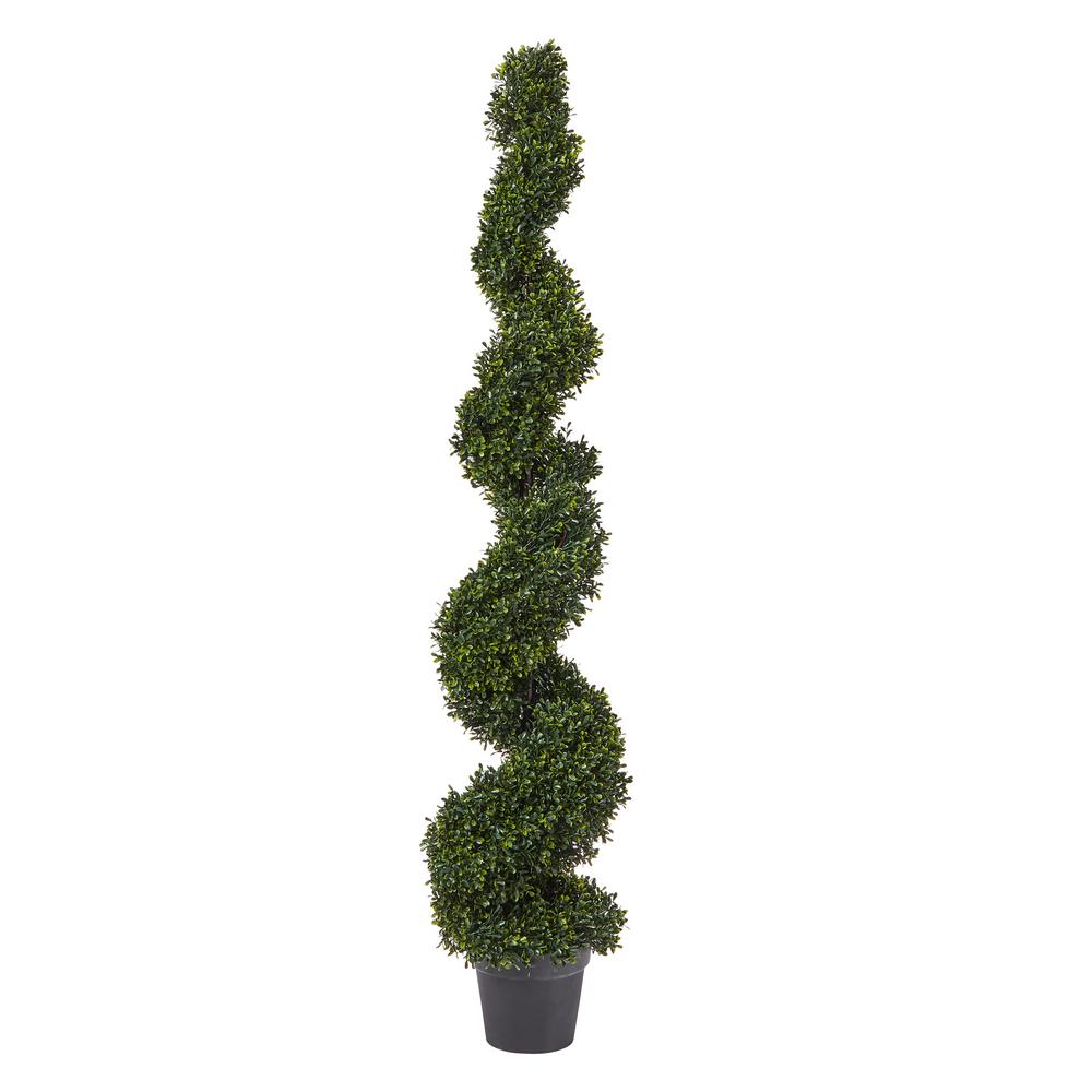 Pure Garden 60 in. Faux Boxwood Spiral TopiaryHW1500143 The Home Depot