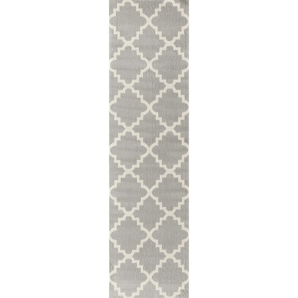 World Rug Gallery Contemporary Modern Trellis Gray 2 ft. x 7 ft. 2 in