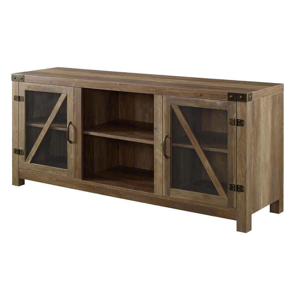 Walker Edison Furniture Company 58 In Rustic Oak Glass Barn Door