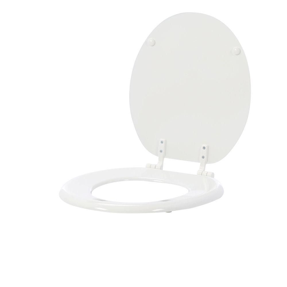 Glacier Bay Round Closed Front Toilet Seat in White-30015 ...