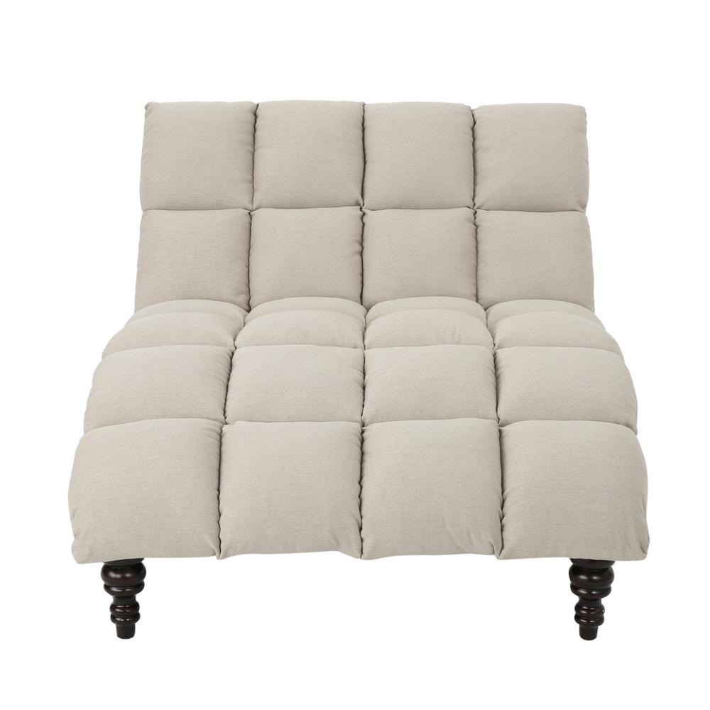 Le House Kaniel Traditional Tufted Wheat Fabric Double Chaise Le House Kaniel Traditional Tufted Wheat Fabric Double Chaise Lounge