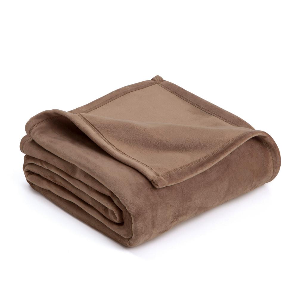 Vellux Plush Desert Taupe Polyester Twin Blanket026705447599 The