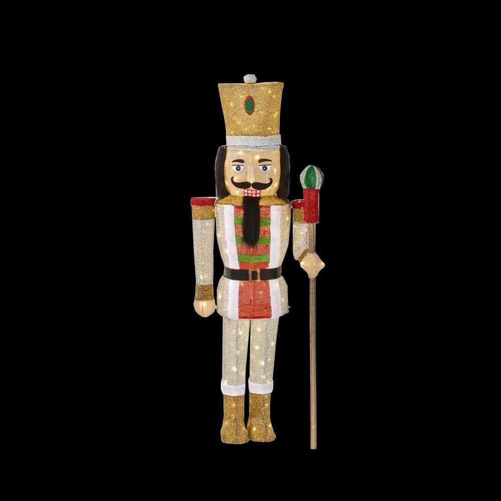 Home Accents Holiday 65 in. LED Lighted Tinsel Nutcracker with Scepter