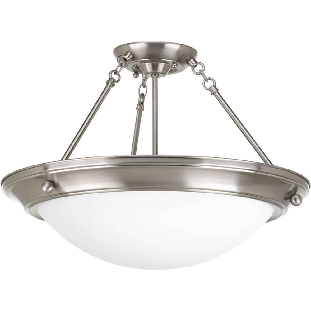 Progress Lighting Eclipse 3 Light Brushed Nickel Semi Flush Mount Progress Lighting Eclipse 3 Light Brushed Nickel Semi Flush Mount