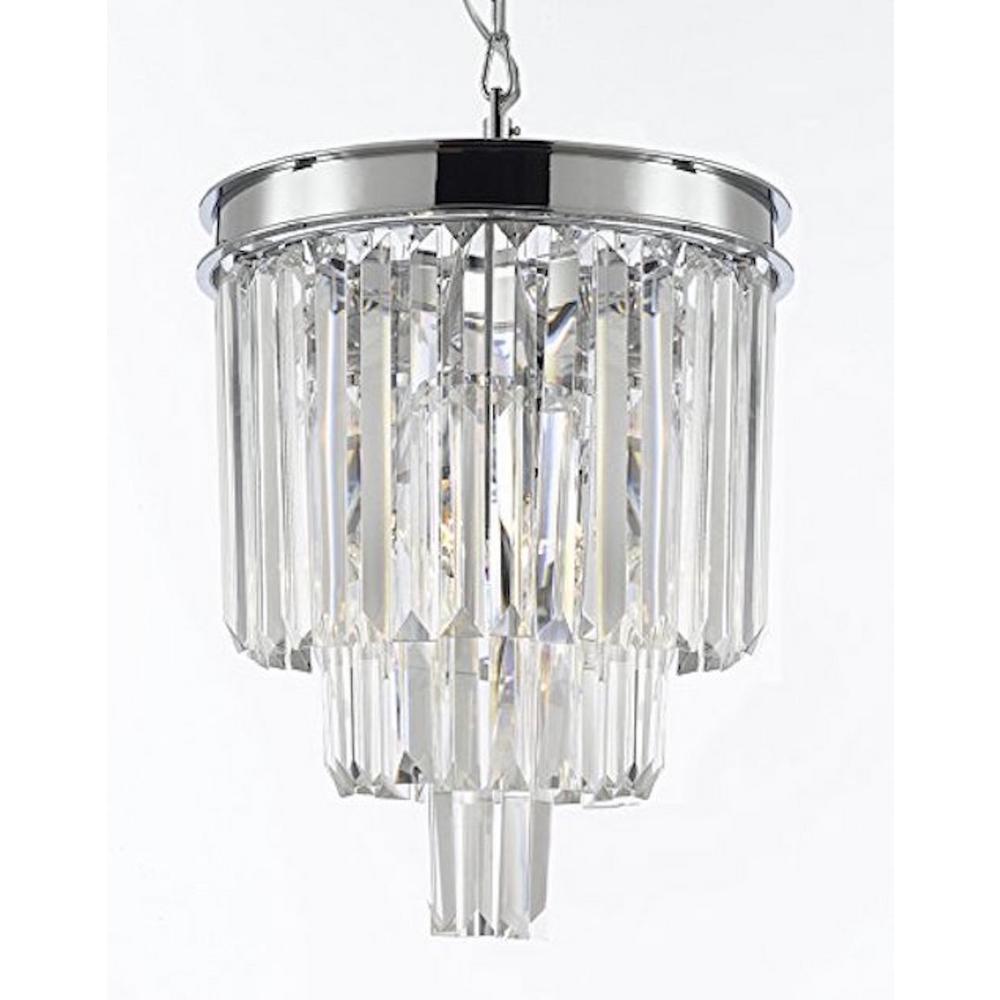 Odeon 3 Light Chrome Crystal Glass Fringe Modern Chandelier T40 638 Odeon 3 Light Chrome Crystal Glass Fringe Modern Chandelier