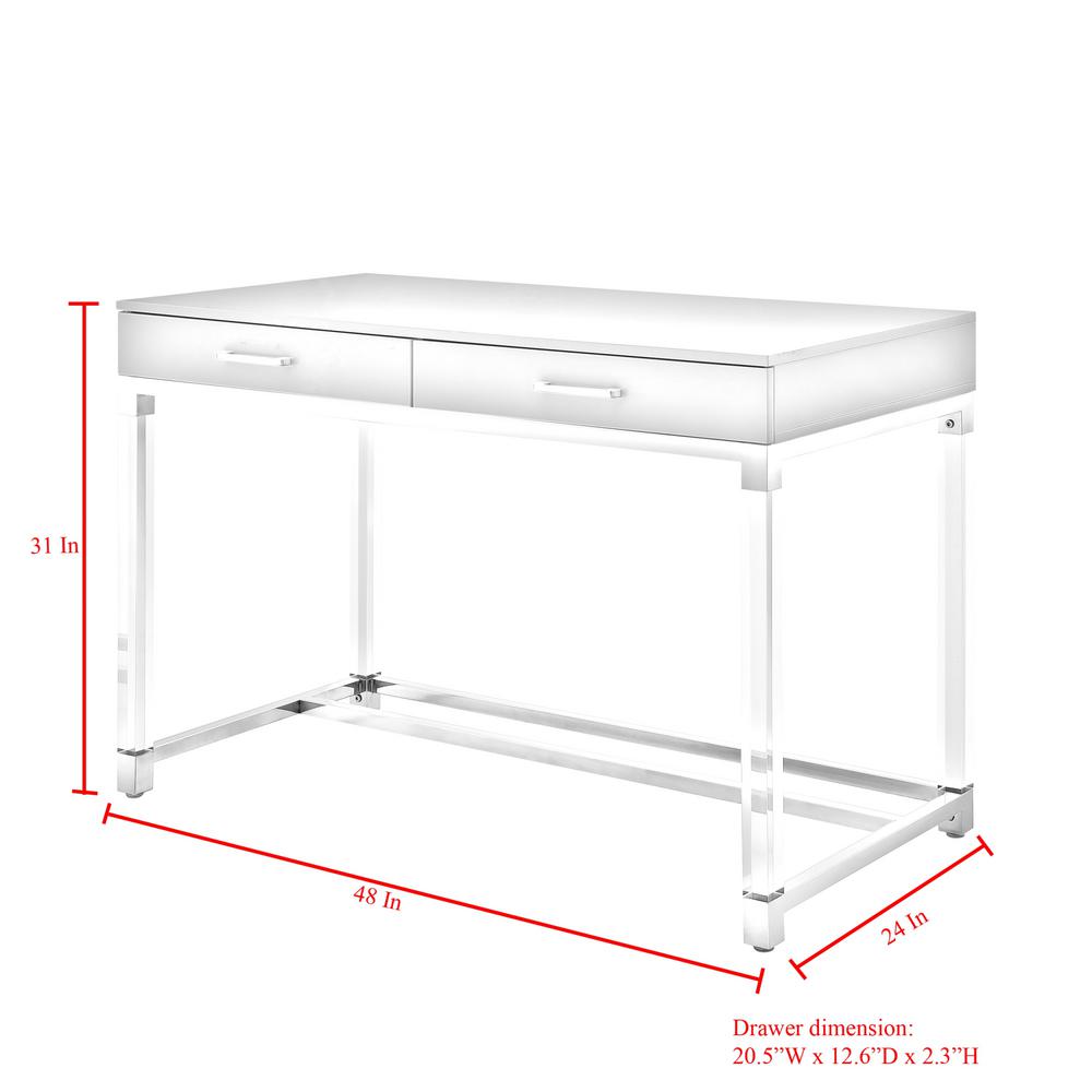 Inspired Home Caspian Dark Grey Chrome Writing Desk With High