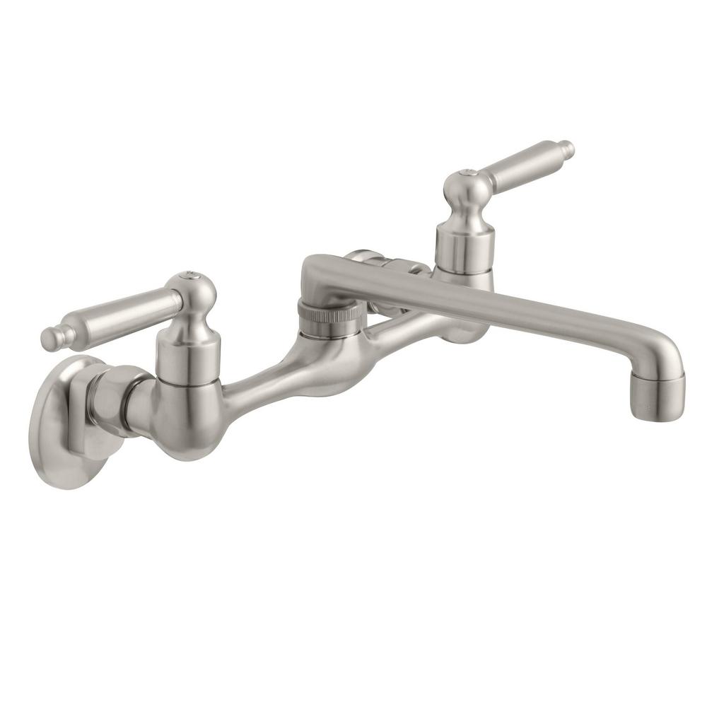 Glacier Bay Builders 2Handle Wall Mount LowArc Standard Kitchen