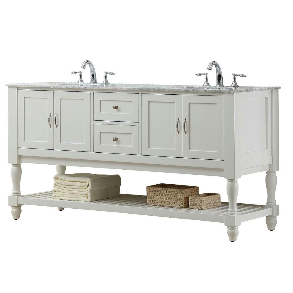 Direct vanity sink Mission Turnleg 70 in. Double Vanity in Pearl White