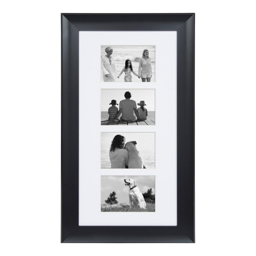 DesignOvation Scoop 12 in. x 24 in. Matted to (4) 5 in. x 7 in. Black Picture Frame214189 The