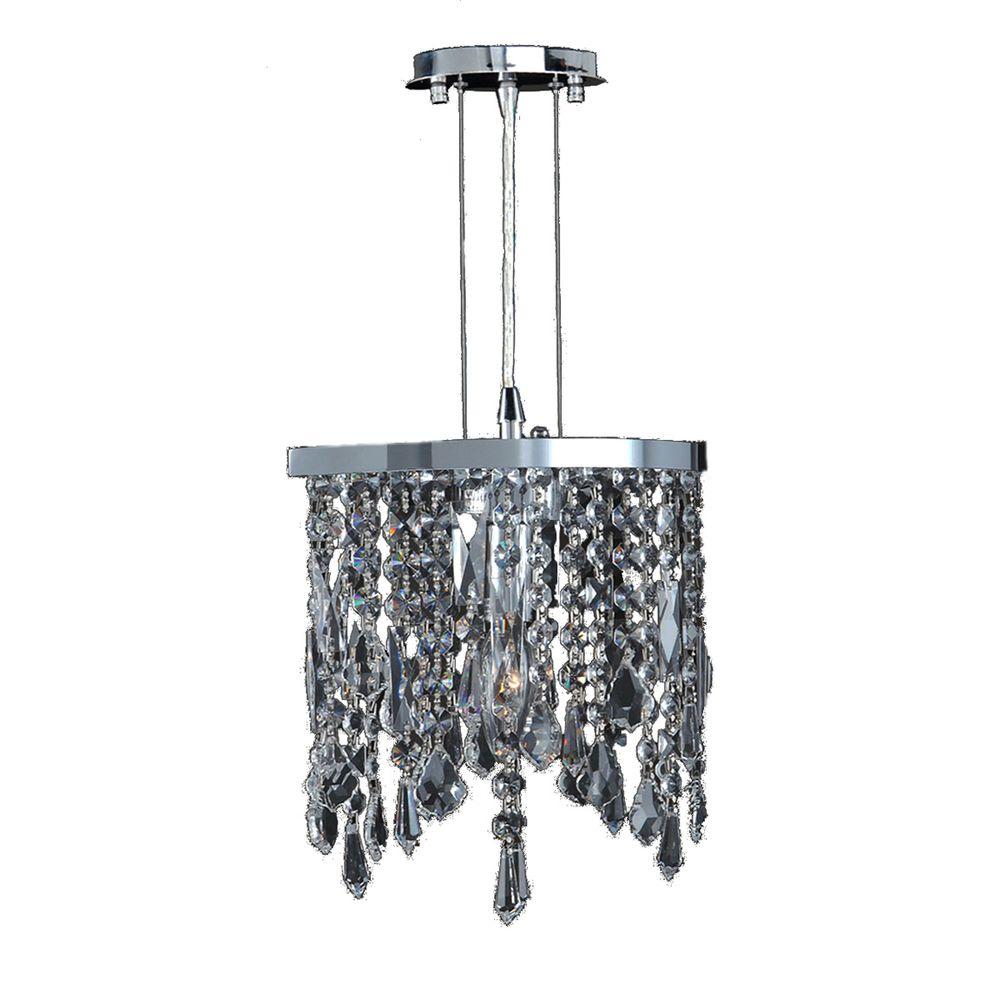 Worldwide Lighting Fiona Collection 1 Light Polished Chrome And Worldwide Lighting Fiona Collection 1 Light Polished Chrome And Clear Crystal Pendant