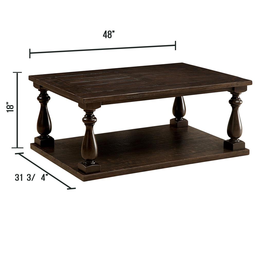 William S Home Furnishing Luann 48 In, Large Dark Wood Coffee Table