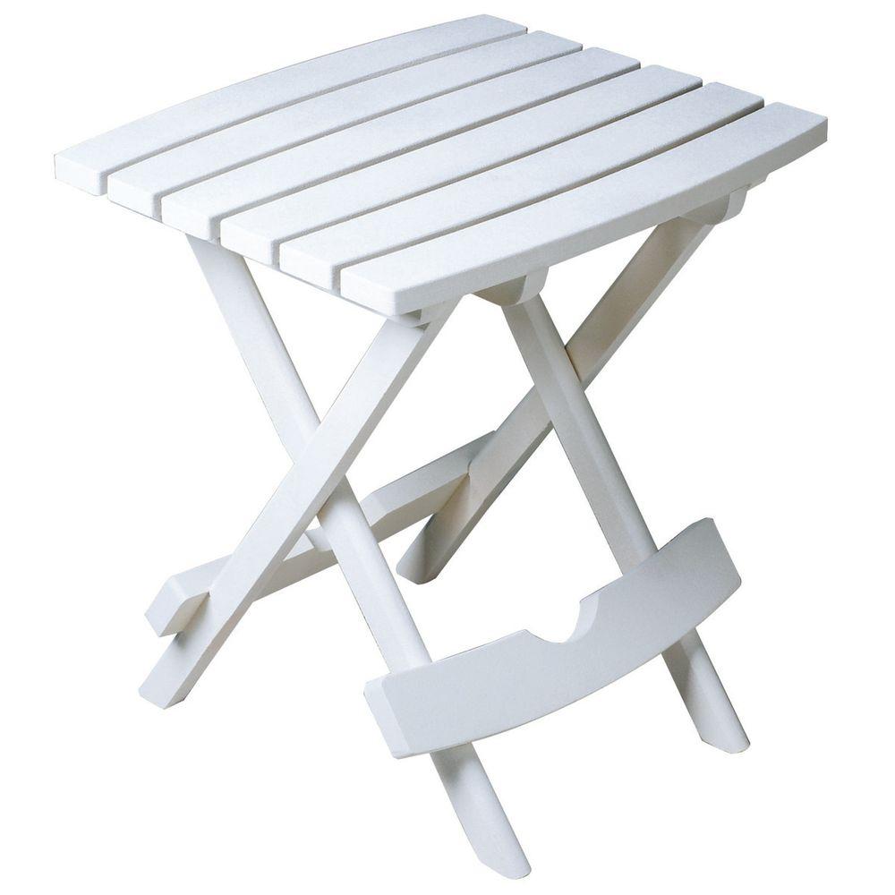 Adams Manufacturing Quik Fold White Resin Plastic Outdoor Side Table 8510 48 3700 The Home Depot