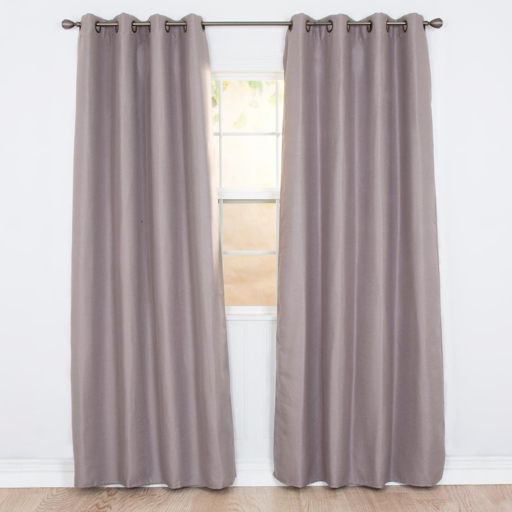 Lavish Home Blackout Linen Look Silver Polyester Curtain 63 Blackout Linen Look Silver Polyester Curtain